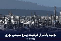 تولید بالاتر از ظرفیت پتروشیمی نوری